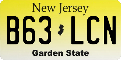 NJ license plate B63LCN