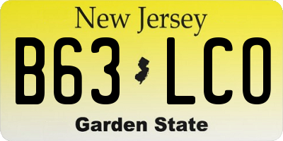 NJ license plate B63LCO