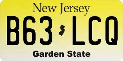 NJ license plate B63LCQ