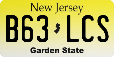 NJ license plate B63LCS