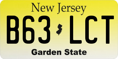 NJ license plate B63LCT