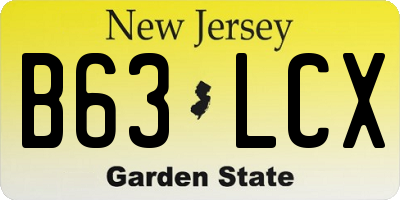 NJ license plate B63LCX