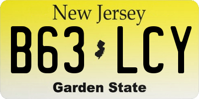 NJ license plate B63LCY