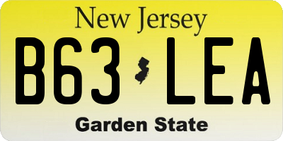 NJ license plate B63LEA