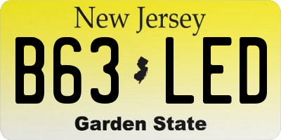 NJ license plate B63LED