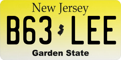 NJ license plate B63LEE