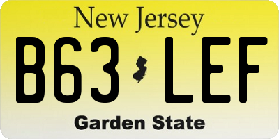 NJ license plate B63LEF