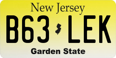 NJ license plate B63LEK