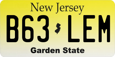 NJ license plate B63LEM