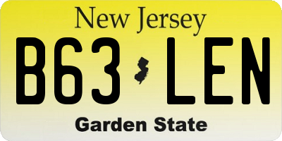 NJ license plate B63LEN