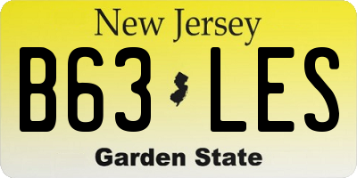 NJ license plate B63LES