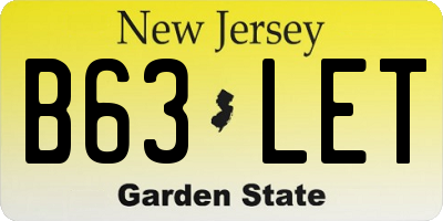 NJ license plate B63LET