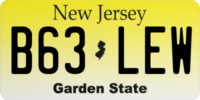 NJ license plate B63LEW