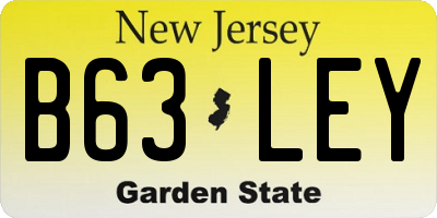 NJ license plate B63LEY
