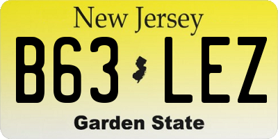 NJ license plate B63LEZ
