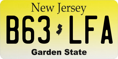 NJ license plate B63LFA