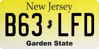 NJ license plate B63LFD