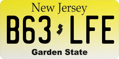 NJ license plate B63LFE