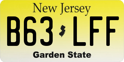 NJ license plate B63LFF