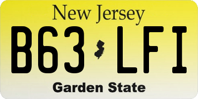 NJ license plate B63LFI