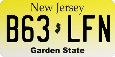 NJ license plate B63LFN
