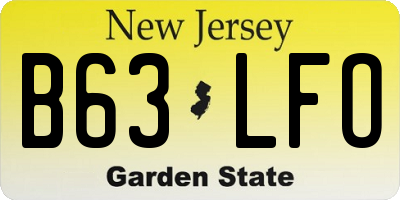 NJ license plate B63LFO