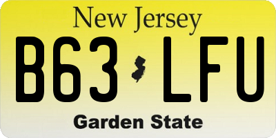 NJ license plate B63LFU