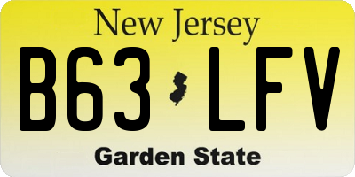 NJ license plate B63LFV