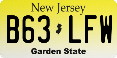 NJ license plate B63LFW