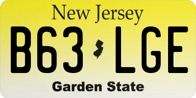NJ license plate B63LGE