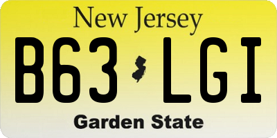 NJ license plate B63LGI