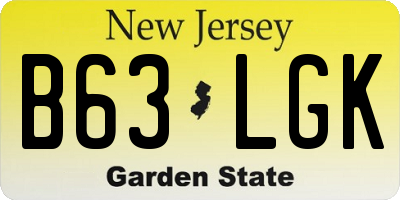NJ license plate B63LGK