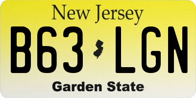 NJ license plate B63LGN