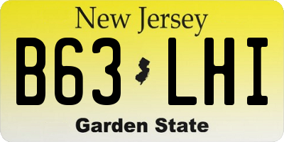 NJ license plate B63LHI