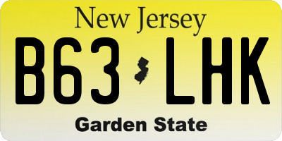 NJ license plate B63LHK