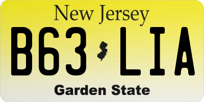 NJ license plate B63LIA