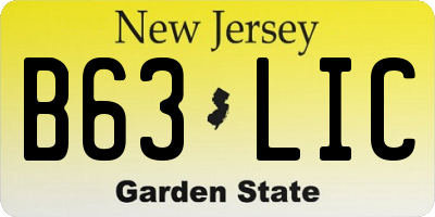 NJ license plate B63LIC
