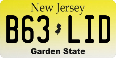 NJ license plate B63LID