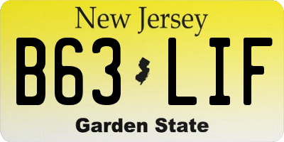 NJ license plate B63LIF