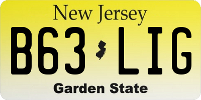 NJ license plate B63LIG