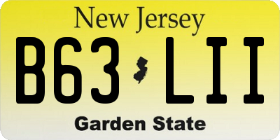 NJ license plate B63LII