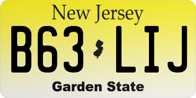 NJ license plate B63LIJ