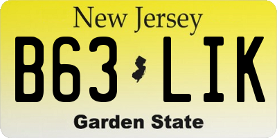 NJ license plate B63LIK