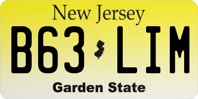 NJ license plate B63LIM
