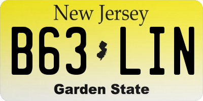 NJ license plate B63LIN