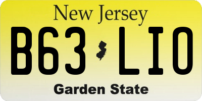 NJ license plate B63LIO