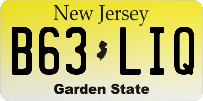 NJ license plate B63LIQ