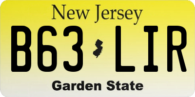 NJ license plate B63LIR
