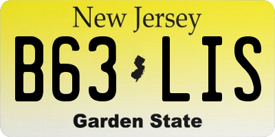 NJ license plate B63LIS