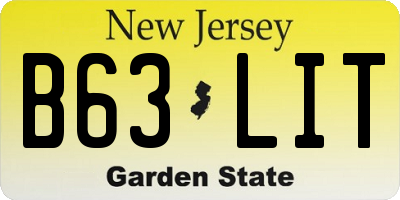 NJ license plate B63LIT